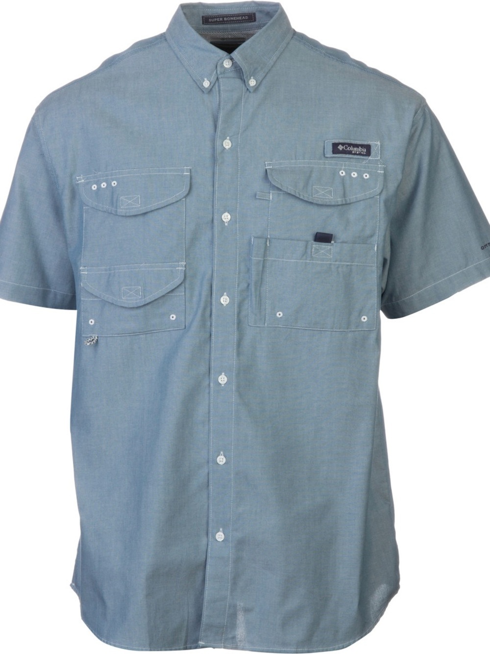 Columbia PFG Light Blue Short-Sleeve Button-Down Fishing Shirt Men’s Size 2X